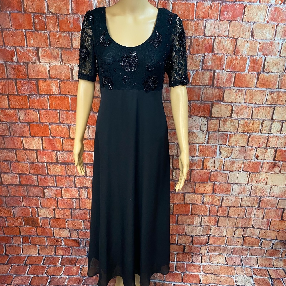 Vintage CDC Beaded‎ Black Evening Gown